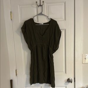 Dark Green V-Neck Dress swim cover up